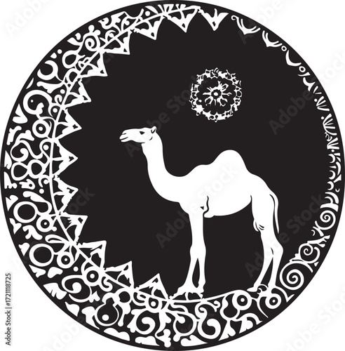Arabian Camel Silhouette Vector Bundle | Desert Camel Moon Mandala SVG PNG EPS JPG Clipart