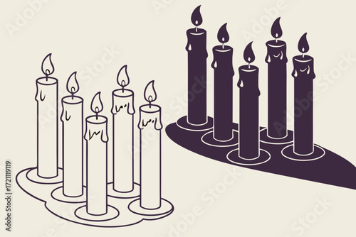 Halloween candles vector illustration - spooky candlelight decor | editable svg