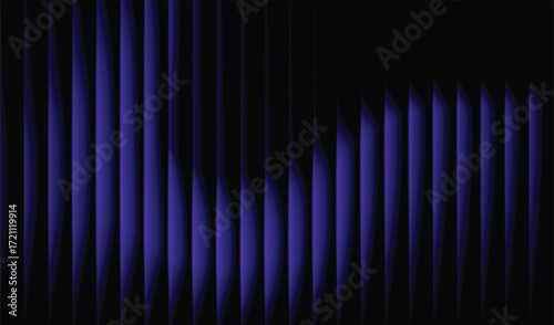 Ribbed abstract glass texture with vertical blue gradient lines, futuristic luminous background with elegant geometric symmetry, bold dynamic modern design pattern, digital vector illustration