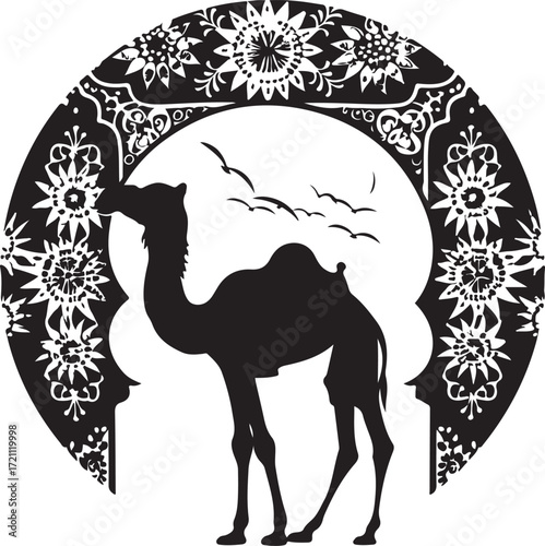 Arabian Camel Silhouette Vector Bundle | Desert Camel Moon Mandala SVG PNG EPS JPG Clipart