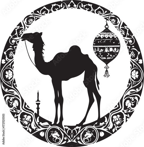 Arabian Camel Silhouette Vector Bundle | Desert Camel Moon Mandala SVG PNG EPS JPG Clipart