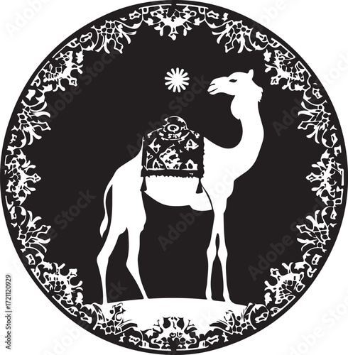 Arabian Camel Silhouette Vector Bundle | Desert Camel Moon Mandala SVG PNG EPS JPG Clipart
