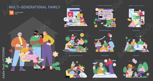 Multi-Generational Family Activities and Bonding Illustrations
