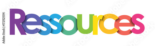 RESSOURCES (RESOURCES in French) colorful vector typography banner