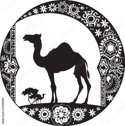Arabian Camel Silhouette Vector Bundle | Desert Camel Moon Mandala SVG PNG EPS JPG Clipart