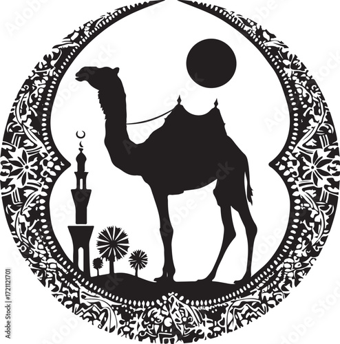 Arabian Camel Silhouette Vector Bundle | Desert Camel Moon Mandala SVG PNG EPS JPG Clipart