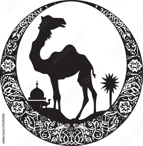 Arabian Camel Silhouette Vector Bundle | Desert Camel Moon Mandala SVG PNG EPS JPG Clipart