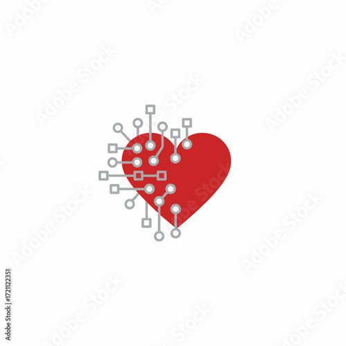 Heart with AI Nodes Logo for Health-Tech