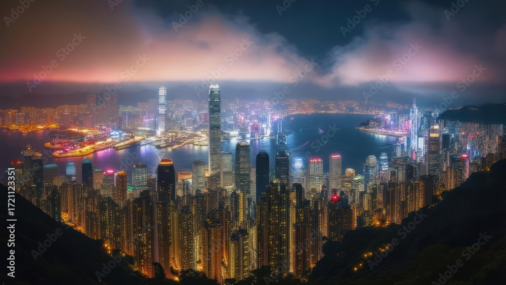 Fototapeta premium Hong Kong cityscape at night