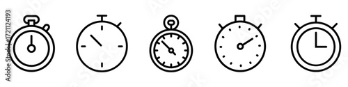 Stopwatch icon vector set. Time illustration sign collection. Speed symbol or logo.