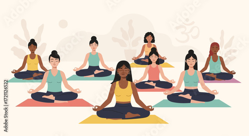 Diverse Women Practicing Yoga and Meditation for Wellness and Inner Peace