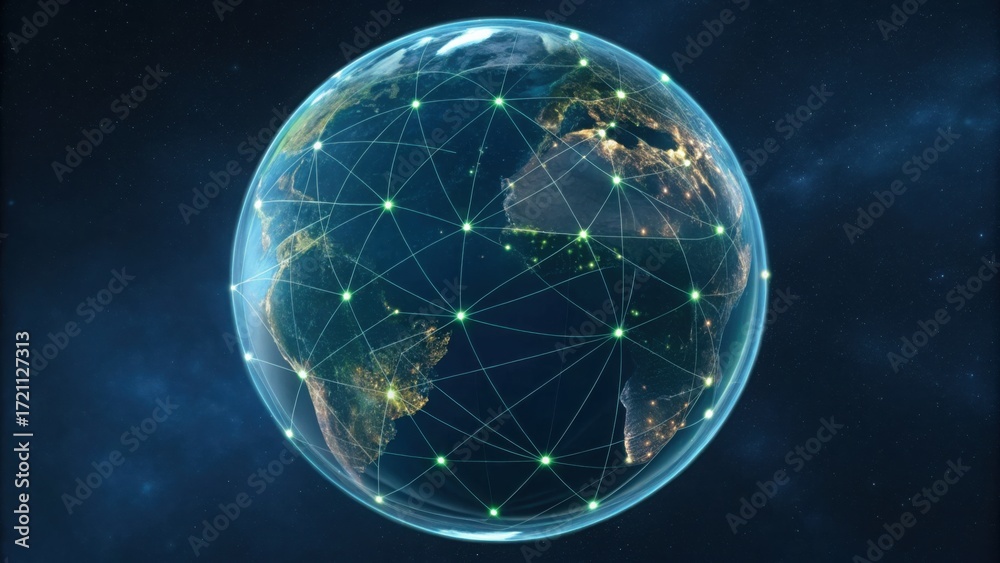 Obraz premium Global Network Visualization for Biofuel Production and Sustainability