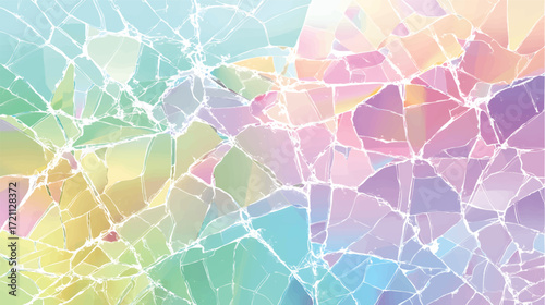 A colorful abstract background with a cracked glass effect, featuring pastel shades of blue, pink, green, and purple