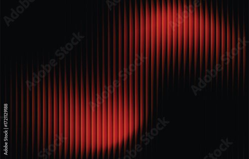Ribbed fractal glass texture with bright red and deep black gradient, futuristic elegant mysterious abstract background, bold dynamic design blending strong colors and geometry, modern vector illustra