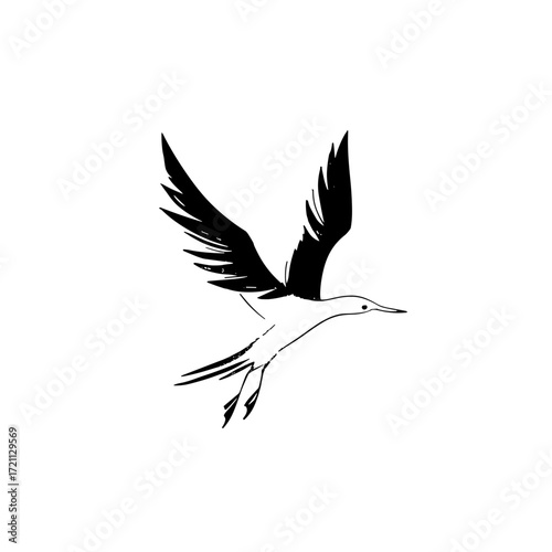 Albatross. Albatross simple black and white line art vector logo