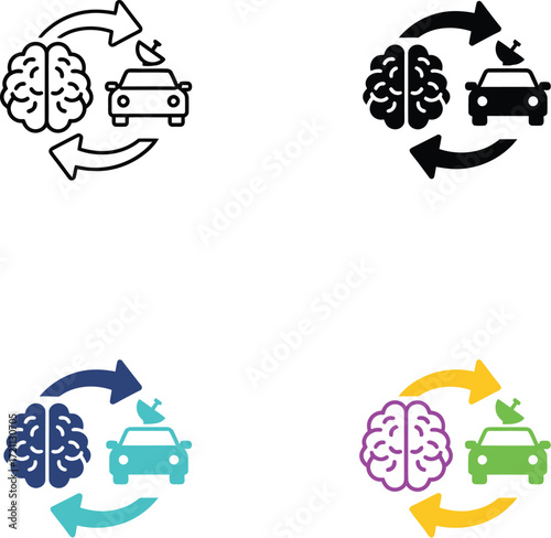 Brain to Vehicle Shared Control Icon - Human Machine Interface, Car Automation