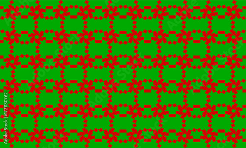 seamless pattern with colorful green and complicate block, CHRISTMAS WREATH, Christmas themes on green background