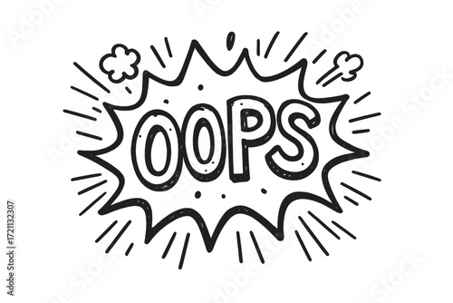 Oops comic style icon set. pop art, retro, expression graphics in outline style