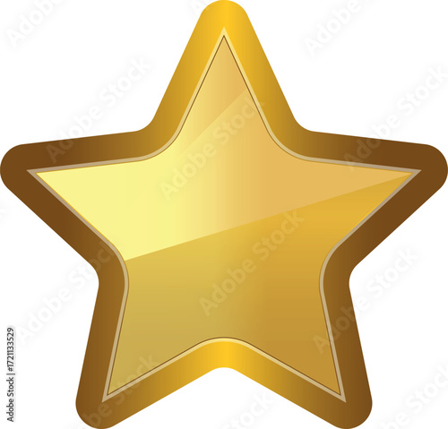 Gold star. Golden gradient vector star isolated on white background, shiny metallic five-pointed award symbol, luxury glossy gold star icon illustration