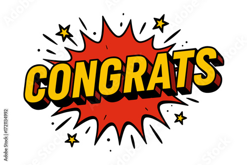 Congratulations comic icon set. celebrate achievements with fun, colorful comic icons