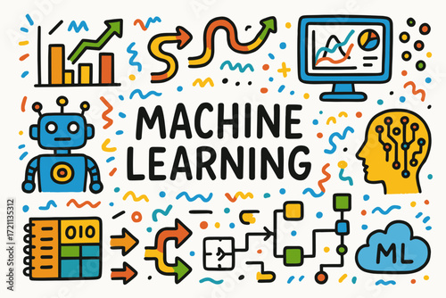 Machine learning line icon set. ai, robotics, data science, analytics symbols