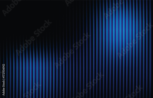 Ribbed abstract glass texture with vertical blue gradient lines, futuristic luminous background with elegant geometric symmetry, bold dynamic modern design pattern, digital vector illustration