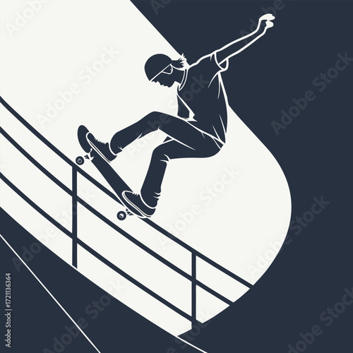 Skateboarder performing an aerial trick on a ledge with a dark background