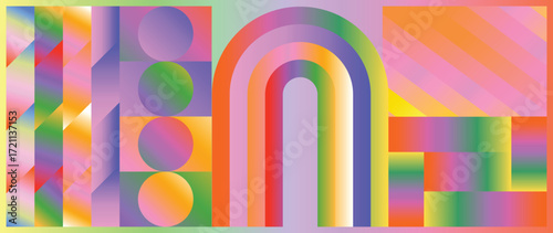 Modern futuristic gradient background vector set.Cover template with vibrant geometric in different shape. Ideal design for social media, cover, banner, wallpaper, promotion, ads.