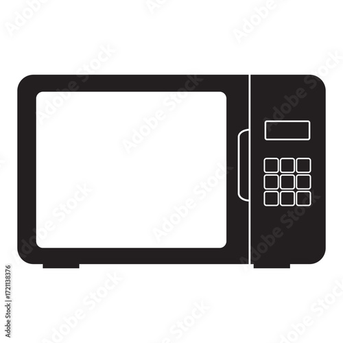 Microwave silhouette vector illustration. Icon element for  kitchen appliance, technology, food and beverages industry. Food packaging description. cooking and serve guide