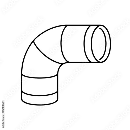 HVAC duct elbow illustration in black and white line art style