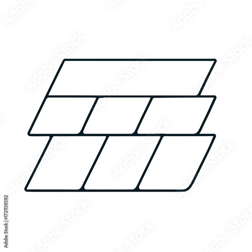 Roof shingles illustration in black and white minimal line art style