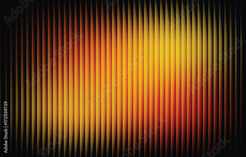 Ribbed abstract glass texture with vertical gradient stripes in white, yellow, and red, luminous futuristic background with bold geometric symmetry, vibrant dynamic digital modern vector illustration