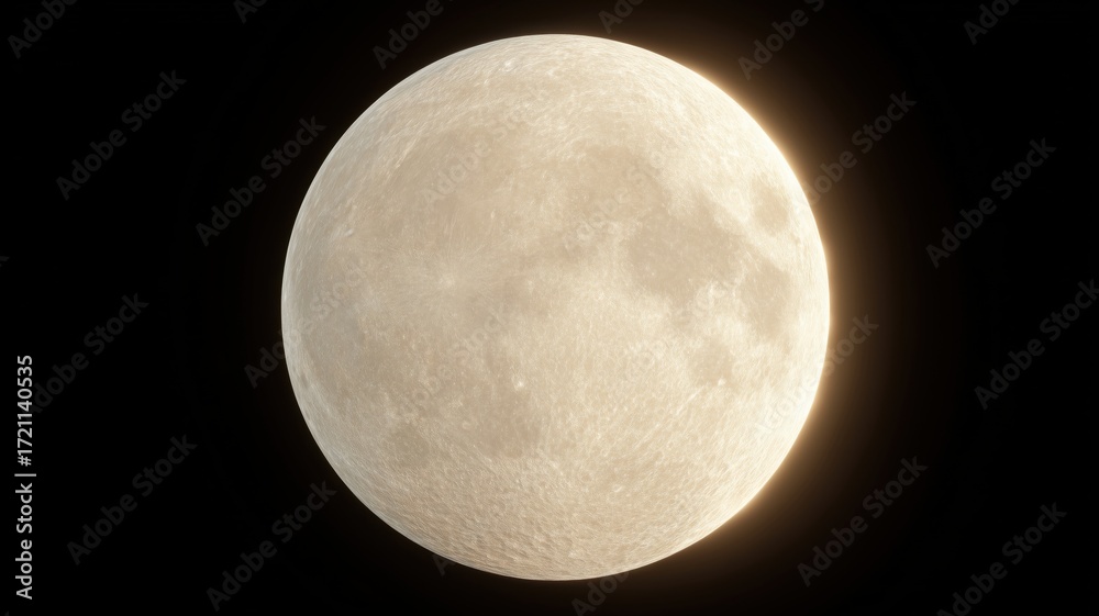 Obraz premium 満月の美しいクローズアップ写真。夜空の天体観測や宇宙関連の資料に最適な素材。