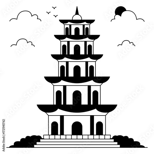 Perfect design icon of tran quoc pagoda