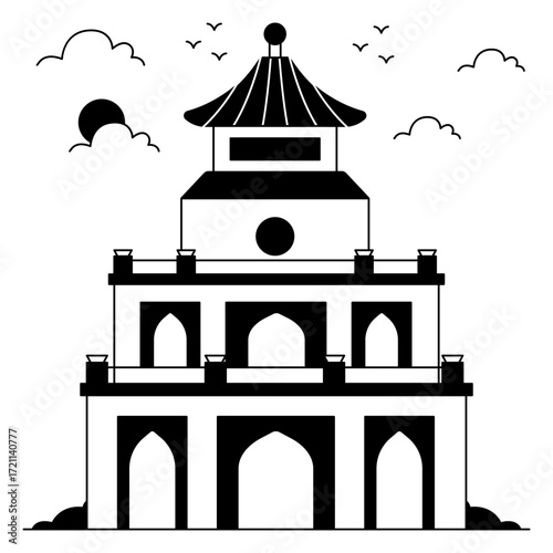 Premium design icon of turtle tower