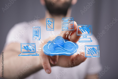Stock photo of a man intera...