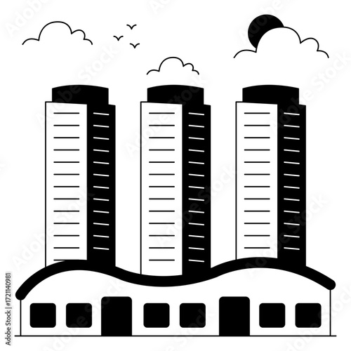 A solid  design icon of centaurs mall