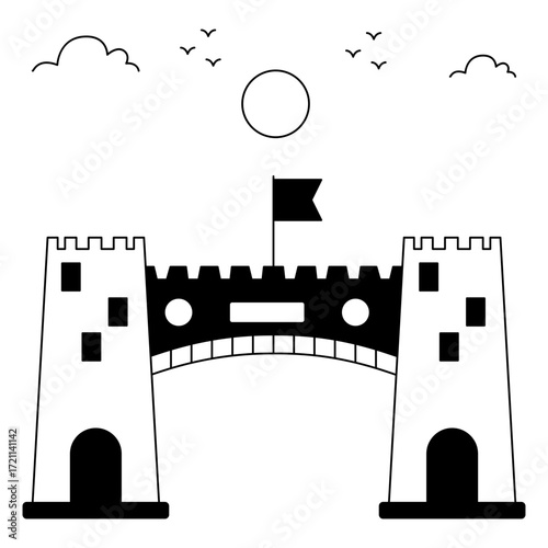 A solid  design icon of khyber pass