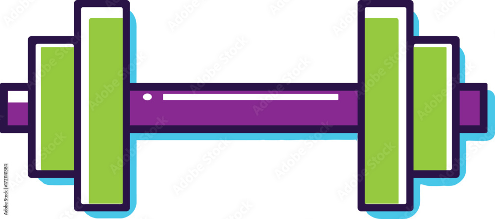 Fototapeta premium Vector illustration green and purple dumbbell isolated on white background for fitness and exercise.