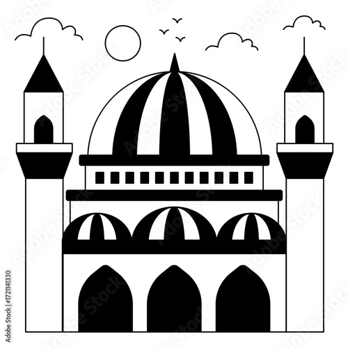 Perfect design icon of banya bashi mosque