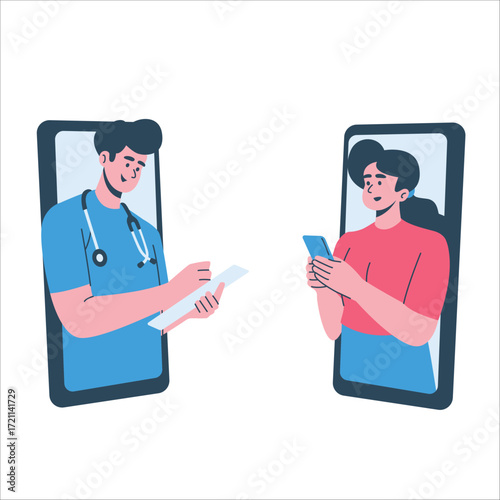 Illustration of an Telemedicine online doctor consultation