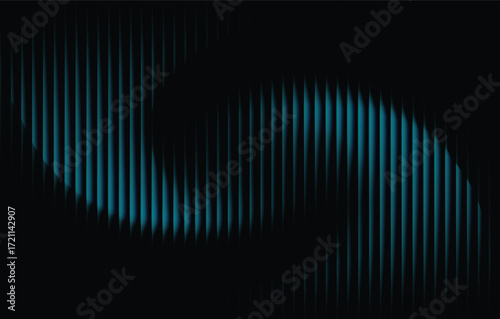 Ribbed abstract glass texture with vertical blue gradient lines, futuristic luminous background with elegant geometric symmetry, bold dynamic modern design pattern, digital vector illustration