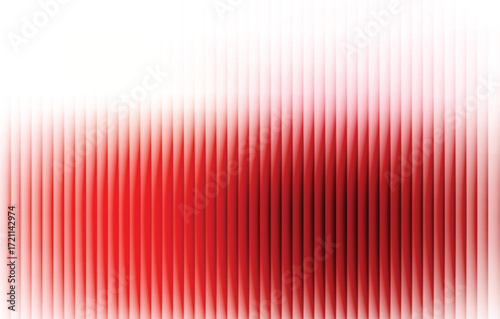 Ribbed glass abstract texture with vertical stripes in glowing red, orange, and green gradient on black, futuristic bold luminous background with geometric symmetry, modern vector illustration design
