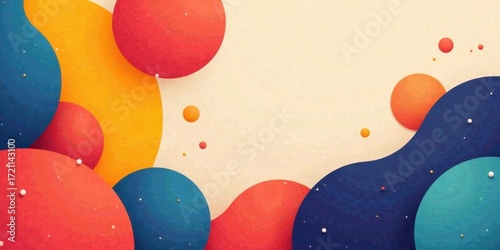 Abstract Colorful Organic Shapes Background Design with Pastel Tones and Floating Spheres