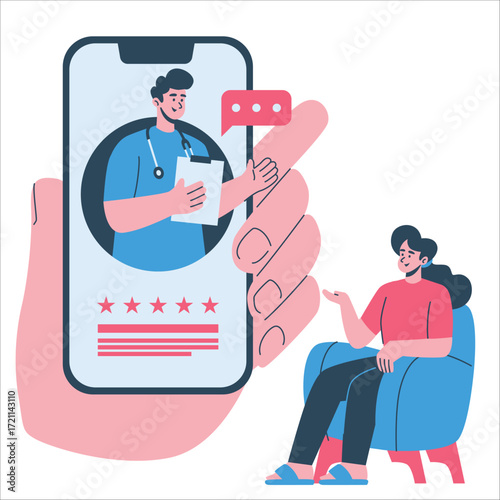 Illustration of an Telemedicine online doctor consultation