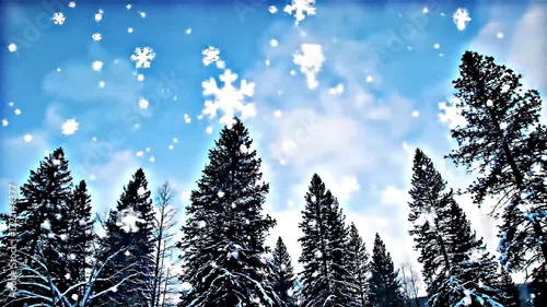A serene visual of slowly falling snowflakes