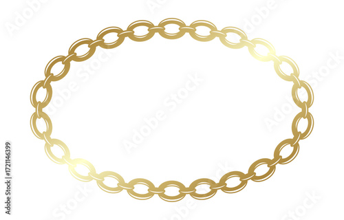 Golden Chain Oval Frame Isolated on White Background.