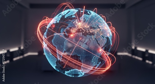 Global Network Connections Over Digital Earth
