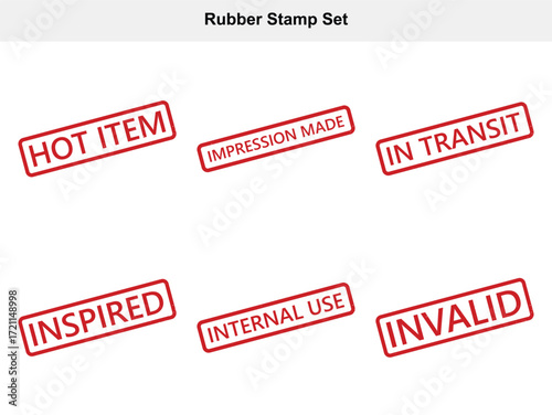 Rubber Stamp Collection Featuring Hot Item, Impression Made, Internal Use with Red Ink