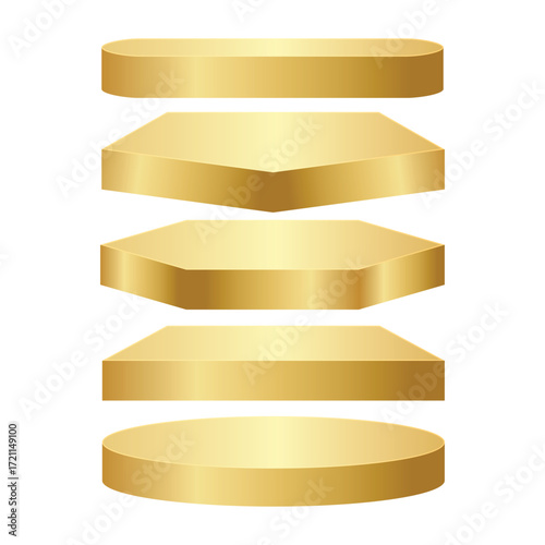 Gold Podium Product Display Vector Illustration
